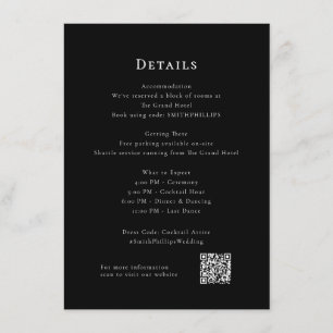Schwarz und mit modernen Hochzeitdetails E Begleitkarte
