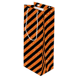 SCHWARZ- UND ORANGE-GLITZER SEHEN HALLOWEH AUS GESCHENKTÜTE FÜR WEINFLASCHEN