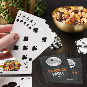 Schwarz und Orange Halloween Vollmond Spielkarten