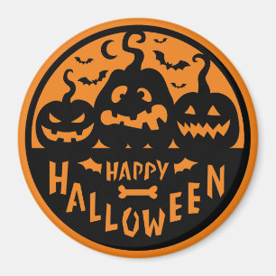 Schwarz und Orange Happy Halloween Magnet