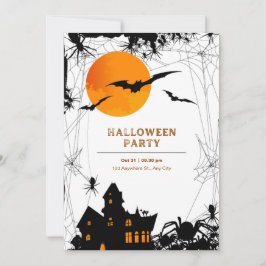 Schwarz und Orange Modernes Halloween-Party Einlad Einladung