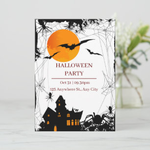 Schwarz und Orange Modernes Halloween-Party Einladung
