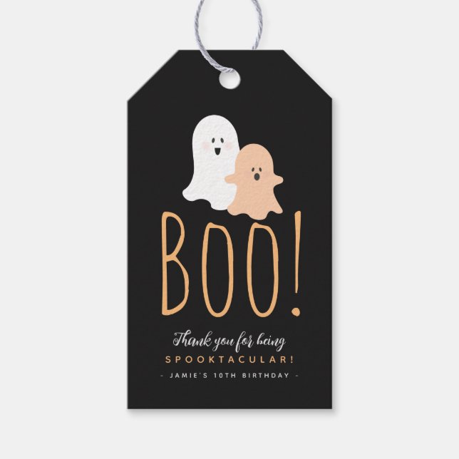 Schwarz und Orange Niedlich Boo! Ghosts Halloween Geschenkanhänger (Vorderseite)