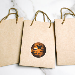 Schwarz und Orange Spooky Halloween Night Szene Runder Aufkleber