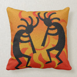 Schwarz und Orange Südwest Kokopelli Stammesonne Kissen
