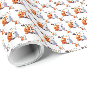 Schwarz und Orange Süßes Happy Halloween Geschenkpapier