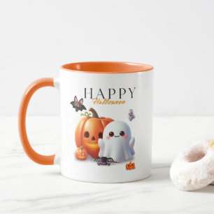 Schwarz und Orange Süßes Happy Halloween    Tasse