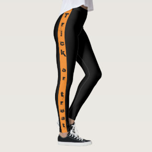 Schwarz und Orange Trick oder Treat Halloween Leggings