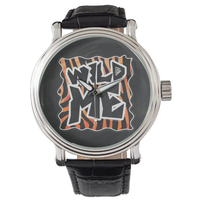 Schwarz und Orange Wild Me Zebra Armbanduhr (Vorderseite)
