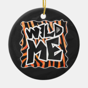 Schwarz und Orange Wild Me Zebra Keramikornament