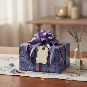 Schwarz und Peri Paisley Geschenkpapier