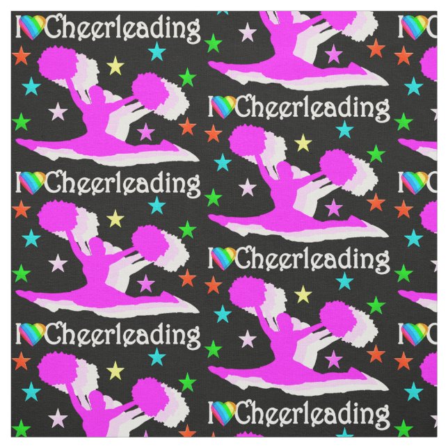 SCHWARZ UND PINK I LIEBE CHEERLEADFABRIK STOFF (Muster)