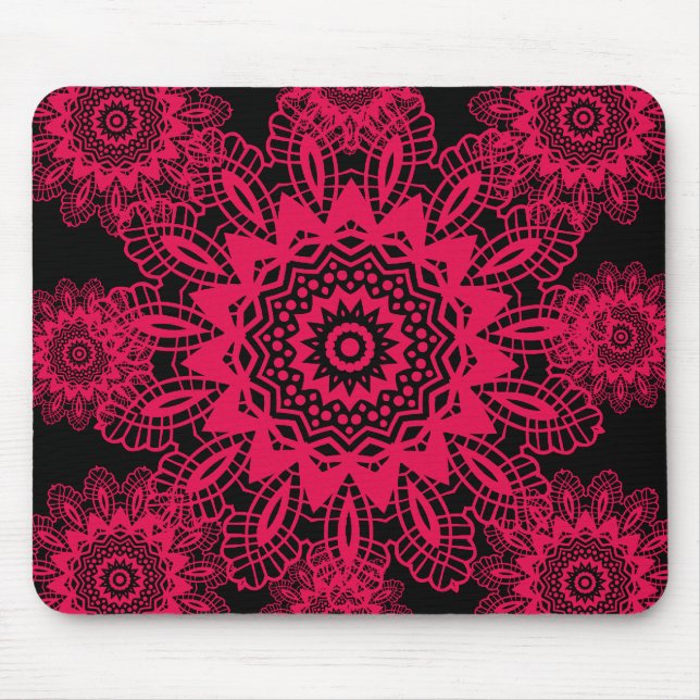 Schwarz-und Pink-pinkfarbener Mousepad (Vorne)