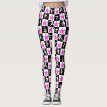 SCHWARZ UND PINK SUPER STAR GYMNASTICS LEGGINGS