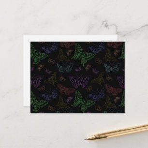 Schwarz- und Regenbogenfarbene Schmetterlinge Postkarte