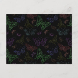Schwarz- und Regenbogenfarbene Schmetterlinge Postkarte