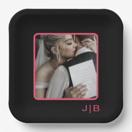 Schwarz und Rosa anpassbar Pappteller