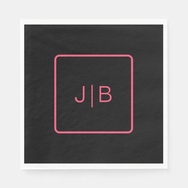 Schwarz und Rosa anpassbar Serviette (Vorderseite)