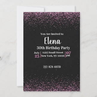 Schwarz und Rosa Elegante Geburtstagsparty Einladu Einladung