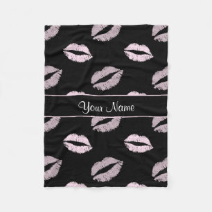 Schwarz-und Rosa-Küsse Fleecedecke