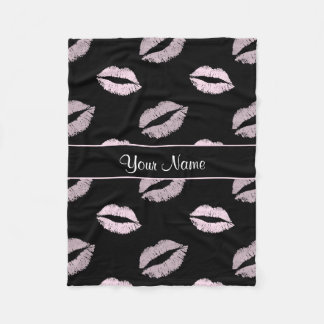 Schwarz-und Rosa-Küsse Fleecedecke