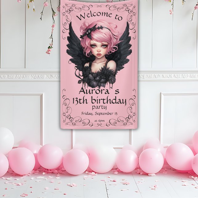 Schwarz und Rosa Pastellfarben Goth Fairy 13. Gebu Banner (Von Creator hochgeladen)