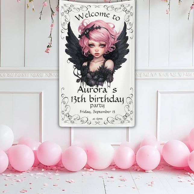 Schwarz und Rosa Pastellfarben Goth Fairy 13. Gebu Banner (Von Creator hochgeladen)