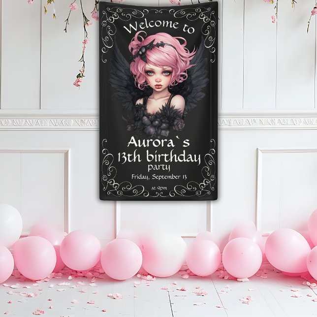 Schwarz und Rosa Pastellfarben Goth Fairy 13. Gebu Banner (Von Creator hochgeladen)