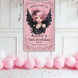 Schwarz und Rosa Pastellfarben Goth Fairy 13. Gebu Banner