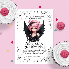 Schwarz und Rosa Pastellfarben Goth Fairy 13. Gebu Dankeskarte
