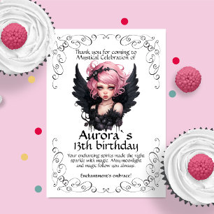 Schwarz und Rosa Pastellfarben Goth Fairy 13. Gebu Dankeskarte