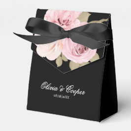 Schwarz und Rosa Rosen Chic Wedding Geschenkschachtel