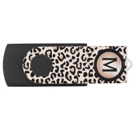 Schwarz und Rose Blush Leopard| DIY Monogramm USB Stick