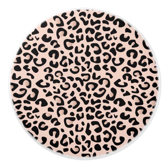 Schwarz und Rose Blush Leopard Tierdruck Keramikknauf (Vorderseite)