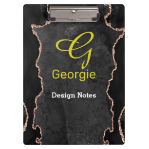 Schwarz und Rose Gold Agate Klemmbrett