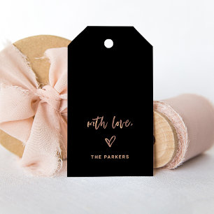 Schwarz und Rose Gold Drehbuch und Herz mit Lieb Geschenkanhänger