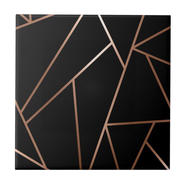 Schwarz und Rose Gold Geometric Fliese (Vorderseite)