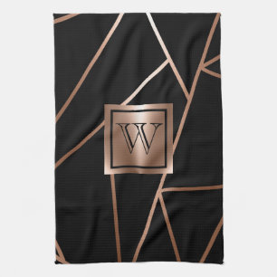 Schwarz und Rose Gold Geometric Geschirrtuch