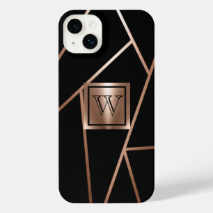 Schwarz und Rose Gold Geometric iPhone 14 Plus Hülle