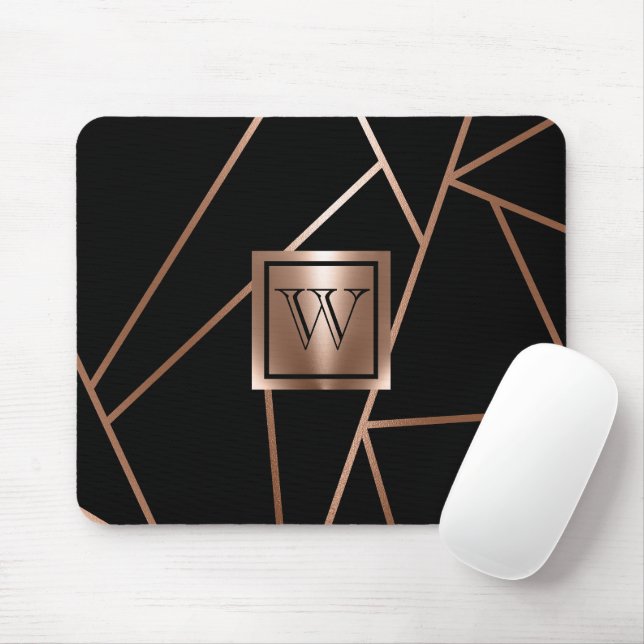 Schwarz und Rose Gold Geometric Mousepad (Mit Mouse)