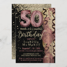 Schwarz und Rose Gold Glitzer 50. Geburtstag