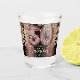 Schwarz und Rose Gold Glitzer 50. Geburtstag Schnapsglas