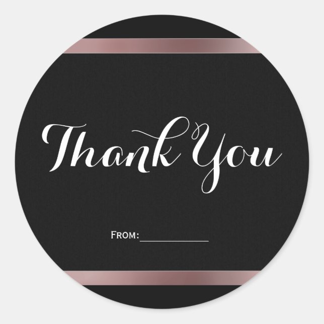 Schwarz und Rose Gold Mauve Rosa Gastgeschenk Runder Aufkleber (Vorderseite)