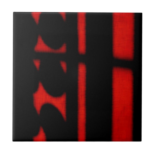 Schwarz und Rot Abstrakt Fliese (Vorderseite)