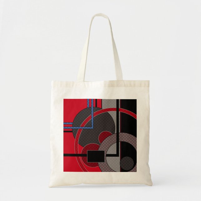 Schwarz und Rot, abstrakt, Gemälde, geometrisch Tragetasche (Vorne)