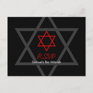 Schwarz und Rot Bar Mitzvah UAWG Einladungspostkarte