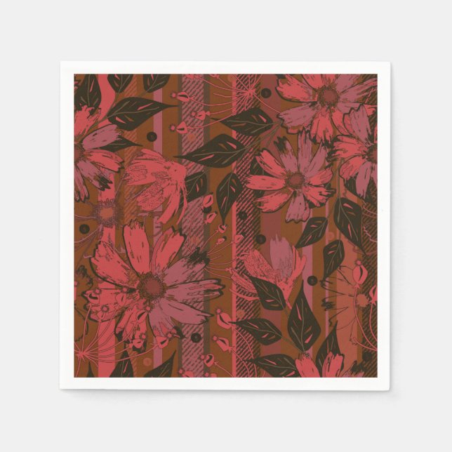 Schwarz und rot blumengeschmückt. serviette (Vorderseite)