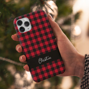 Schwarz und Rot Buffalo Kariert Personalisiert Case-Mate iPhone 14 Hülle