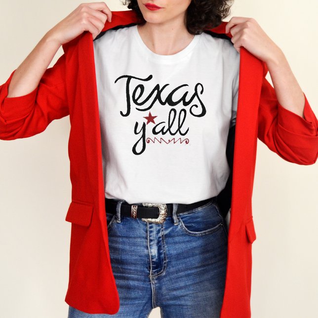 Schwarz und Rot erschüttert Typ - Texas Y'All T-Shirt (Von Creator hochgeladen)