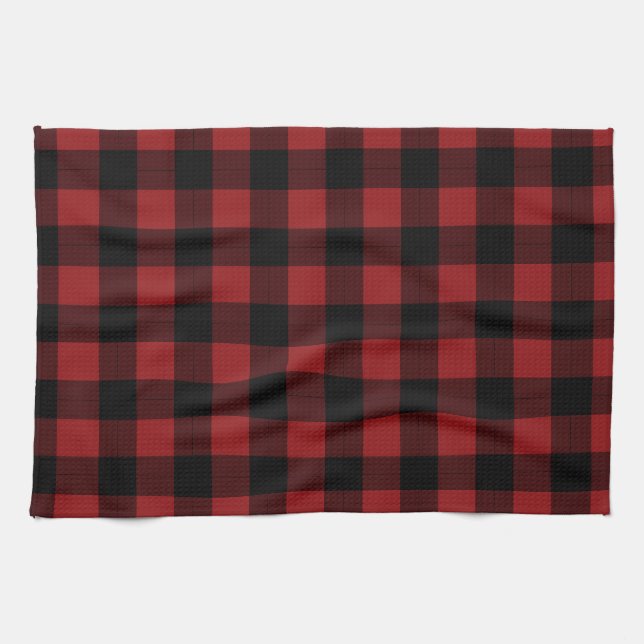 Schwarz und Rot Karo Küchentuch (Horizontal)